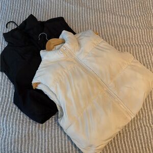 Black and White Cropped Puffer Vest